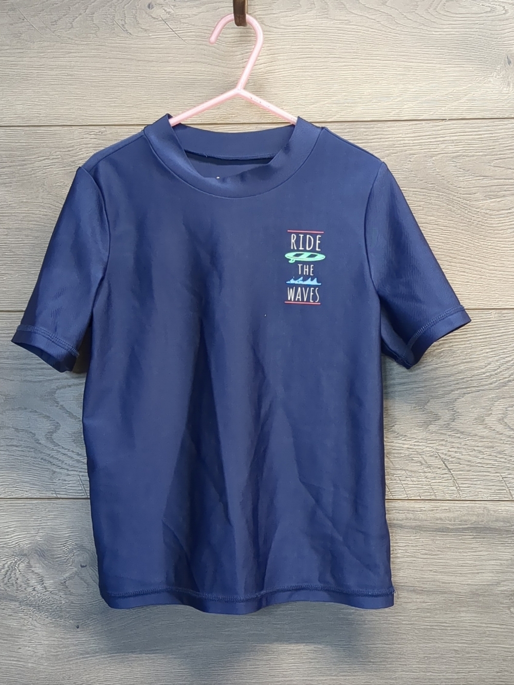 Boys Cat And Jack Short Sleeve Swim Top Size 8, Blue